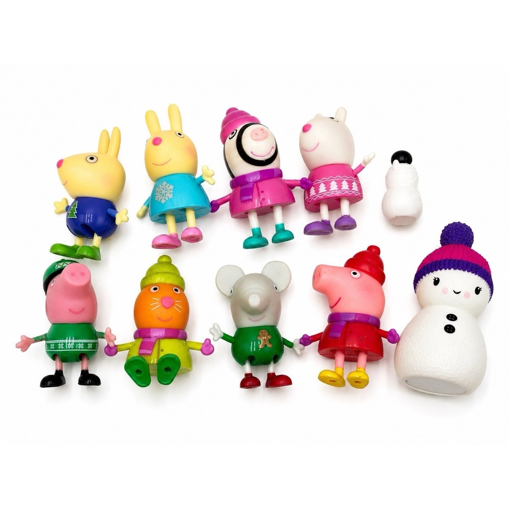 Peppa Pig Winter Holiday Figure Lot 9 Jazwares Snowman Christmas Friends Toys 4
